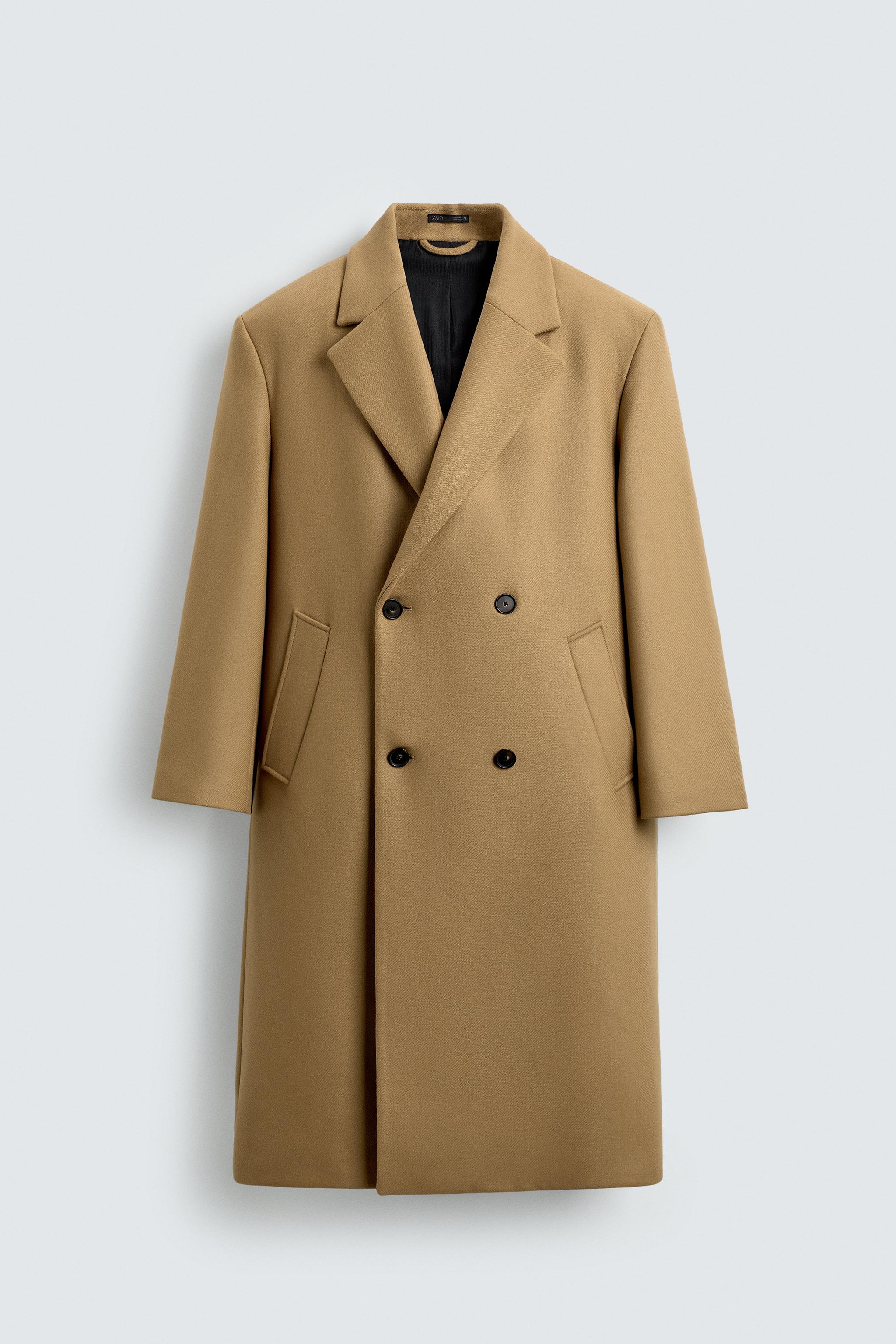 DOUBLE-BREASTED WOOL BLEND COAT